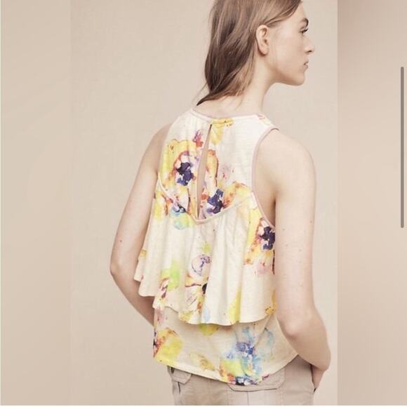 ANTHROPOLOGIE MEADOW RUE CANTARA FLORAL PRINTED TIERED TANK SIZE SMALL - Picture 2 of 8